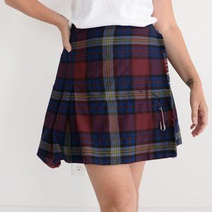 Vintage Halpern's Ltd Made in Canada Maroon & Navy Checker  Mini Kilt Y2K Skirt